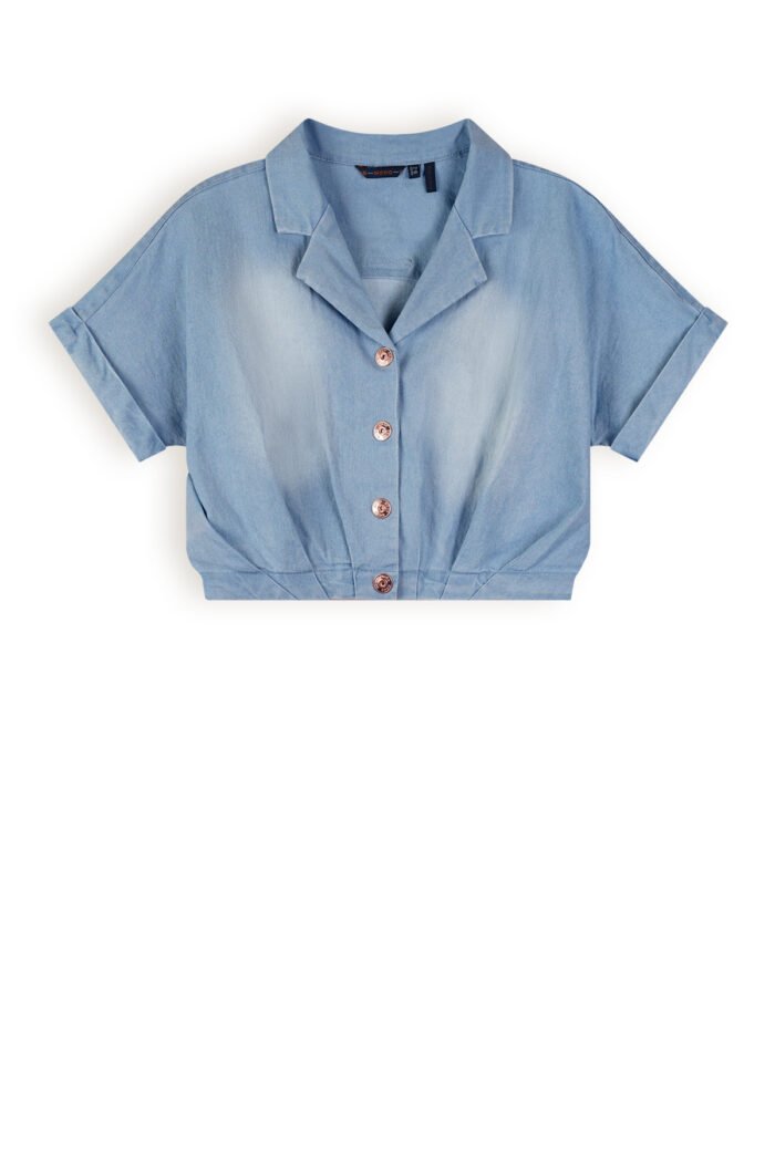 NoNo Meisjes spijker blouse cropped - Tara - Denim NoNo Meisjes spijker blouse cropped - Tara - DenimMateriaal 97% CO. 3% EA