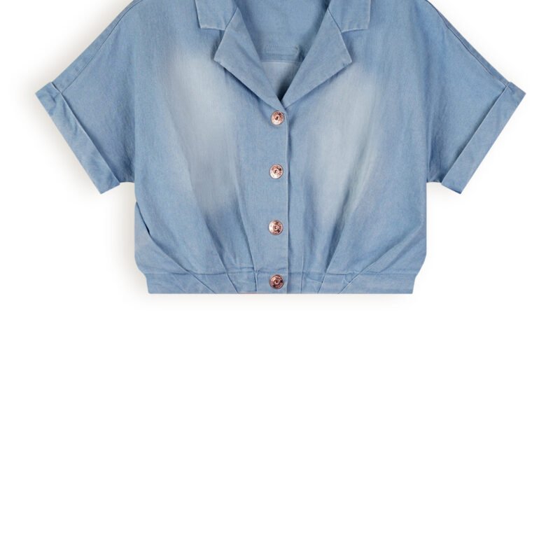 NoNo Meisjes spijker blouse cropped - Tara - Denim NoNo Meisjes spijker blouse cropped - Tara - DenimMateriaal 97% CO. 3% EA