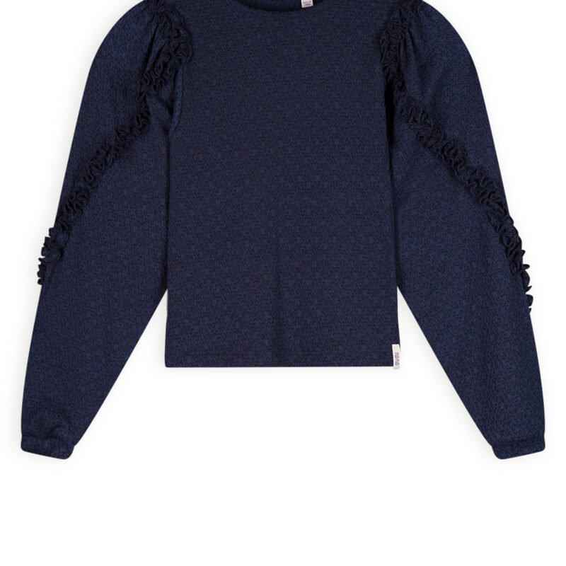 NoNo Meisjes t-shirt jersey fancy mouw - Kysa - Navy blauw NoNo Meisjes t-shirt jersey fancy mouw - Kysa - Navy blauwMateriaal 95% PE. 5% EA