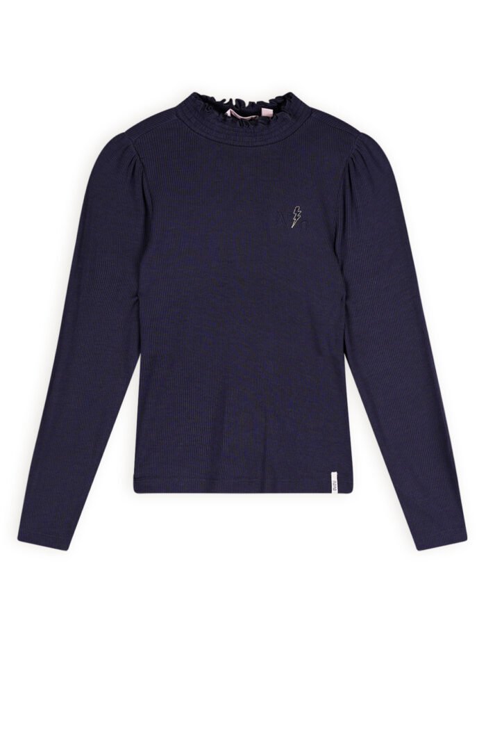 NoNo Meisjes t-shirt rib jersey - Koss - Navy blauw NoNo Meisjes t-shirt rib jersey - Koss - Navy blauwMateriaal 96% EVI. 4% EA