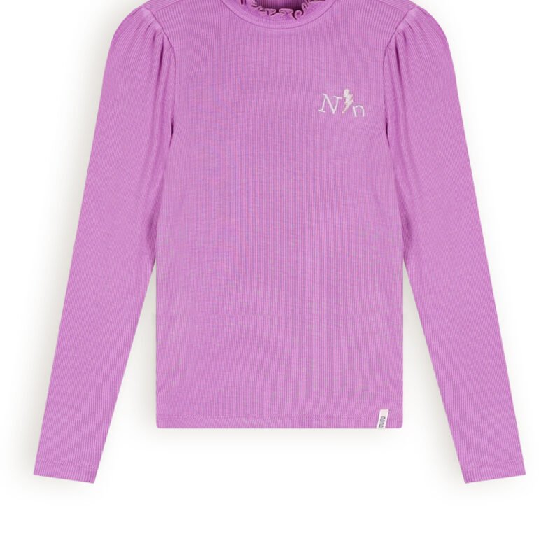 NoNo Meisjes t-shirt rib jersey - Koss - Violet NoNo Meisjes t-shirt rib jersey - Koss - VioletMateriaal 96% EVI. 4% EA