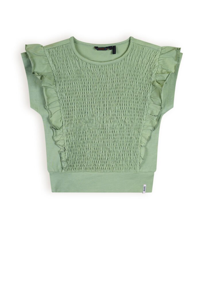 NoNo Meisjes t-shirt smock - Kety - Sage groen NoNo Meisjes t-shirt smock - Kety - Sage groenMateriaal 95% GOTS. 5% EA