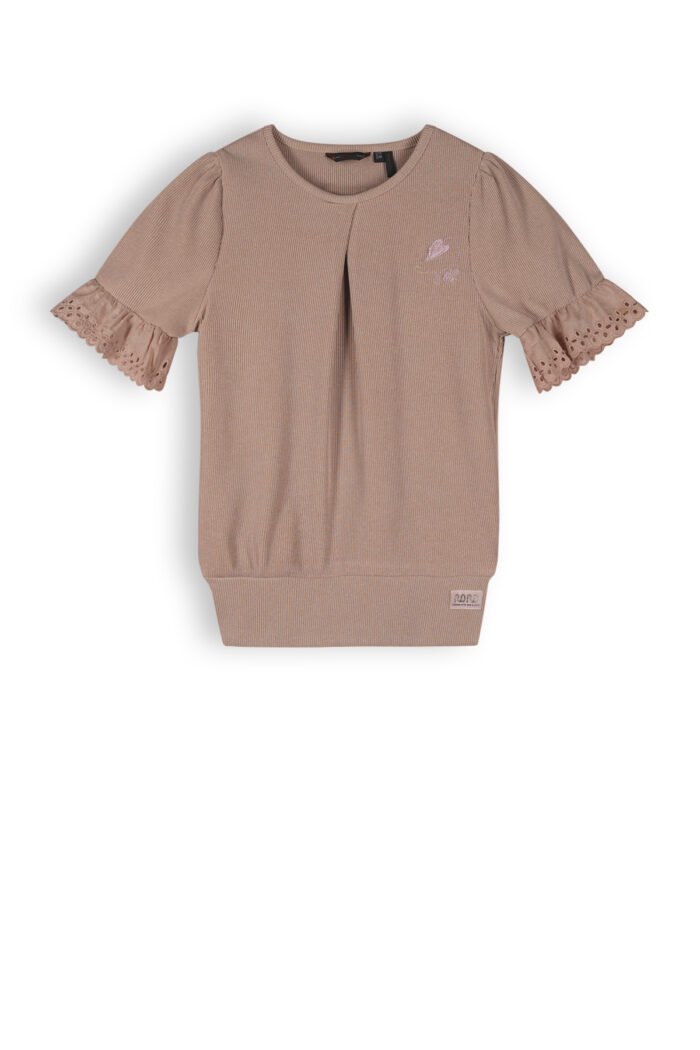 NoNo Meisjes top rib fancy mouw - Kaby - Zand blush NoNo Meisjes top rib fancy mouw - Kaby - Zand blushMateriaal 94% PE. 6% EA