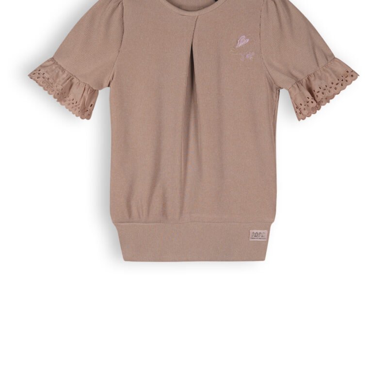 NoNo Meisjes top rib fancy mouw - Kaby - Zand blush NoNo Meisjes top rib fancy mouw - Kaby - Zand blushMateriaal 94% PE. 6% EA