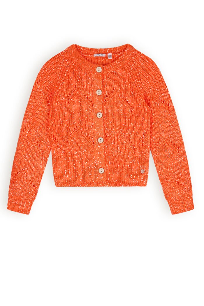 NoNo Meisjes vest gebreid - Aloha - Vlammen rood NoNo Meisjes vest gebreid - Aloha - Vlammen roodMateriaal 53% PAN. 47% PE