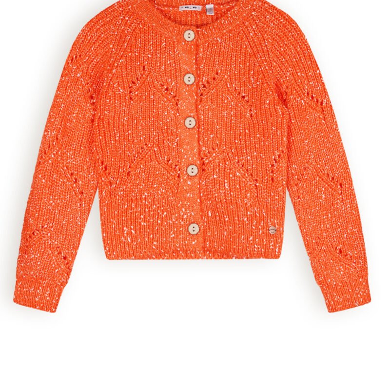 NoNo Meisjes vest gebreid - Aloha - Vlammen rood NoNo Meisjes vest gebreid - Aloha - Vlammen roodMateriaal 53% PAN. 47% PE