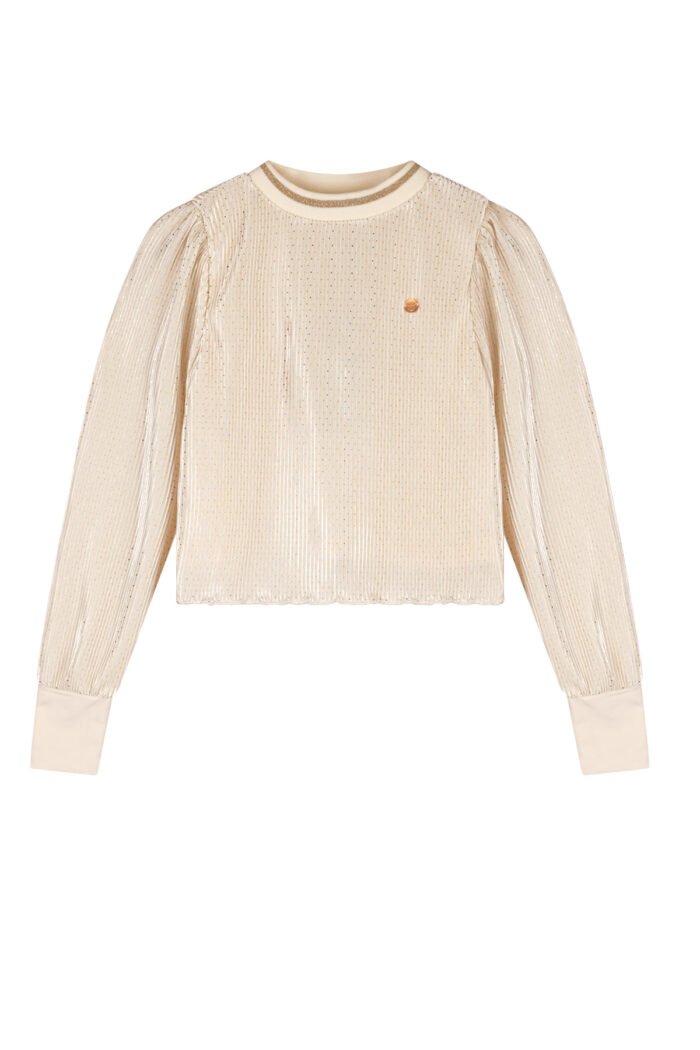 NoNo Zomer blouse meisjes Licht goud - AOP plisse - Tisja NoNo Zomer blouse meisjes Licht goud - AOP plisse - TisjaMateriaal 100% recylced polyesther