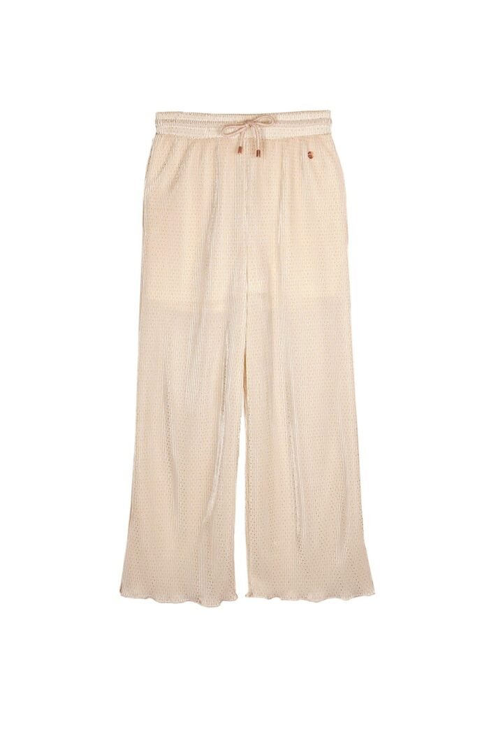 NoNo Zomer broek meisjes Licht goud - plissee - palazzo - AOP - Sun NoNo Zomer broek meisjes Licht goud - plissee - palazzo - AOP - SunMateriaal 100% recylced polyesther
