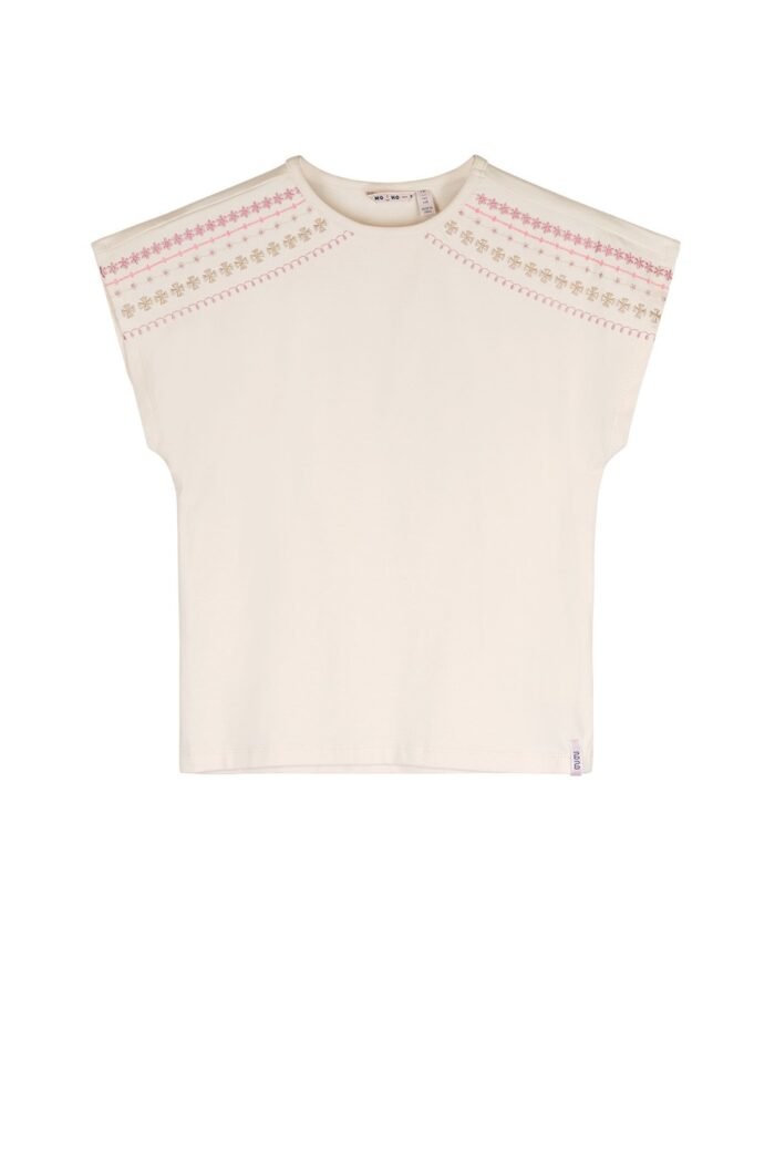NoNo Zomer t-shirt meisjes Ivoor wit - embroidery - Kaby NoNo Zomer t-shirt meisjes Ivoor wit - embroidery - KabyMateriaal 95% katoen
