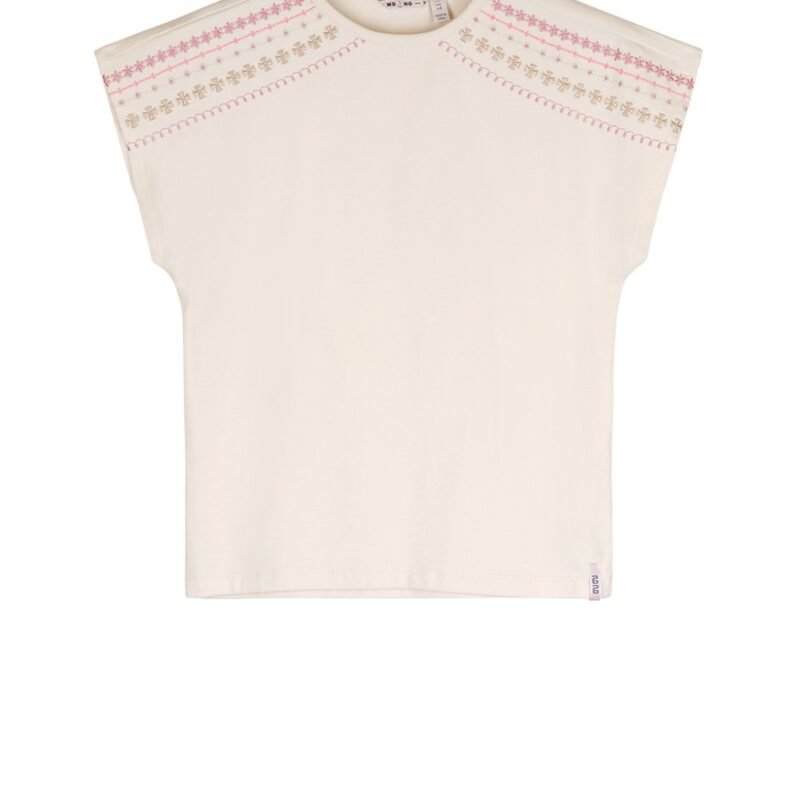 NoNo Zomer t-shirt meisjes Ivoor wit - embroidery - Kaby NoNo Zomer t-shirt meisjes Ivoor wit - embroidery - KabyMateriaal 95% katoen