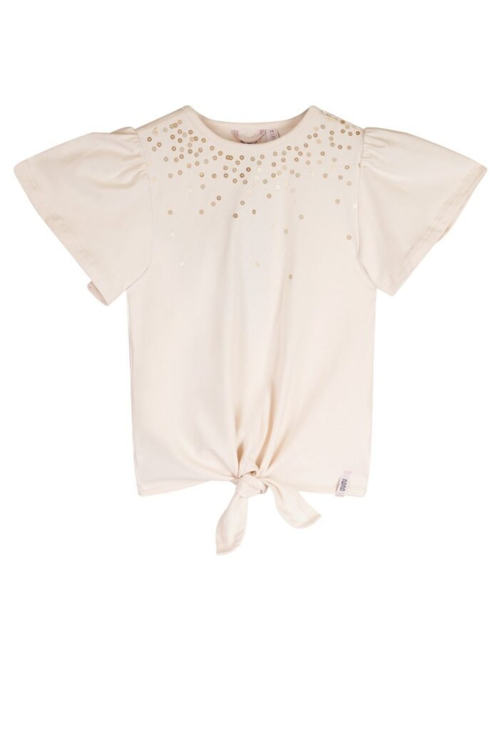 NoNo Zomer t-shirt meisjes Ivoor wit - gebreid - strass steentjes - Kate NoNo Zomer t-shirt meisjes Ivoor wit - gebreid - strass steentjes - KateMateriaal 95% katoen