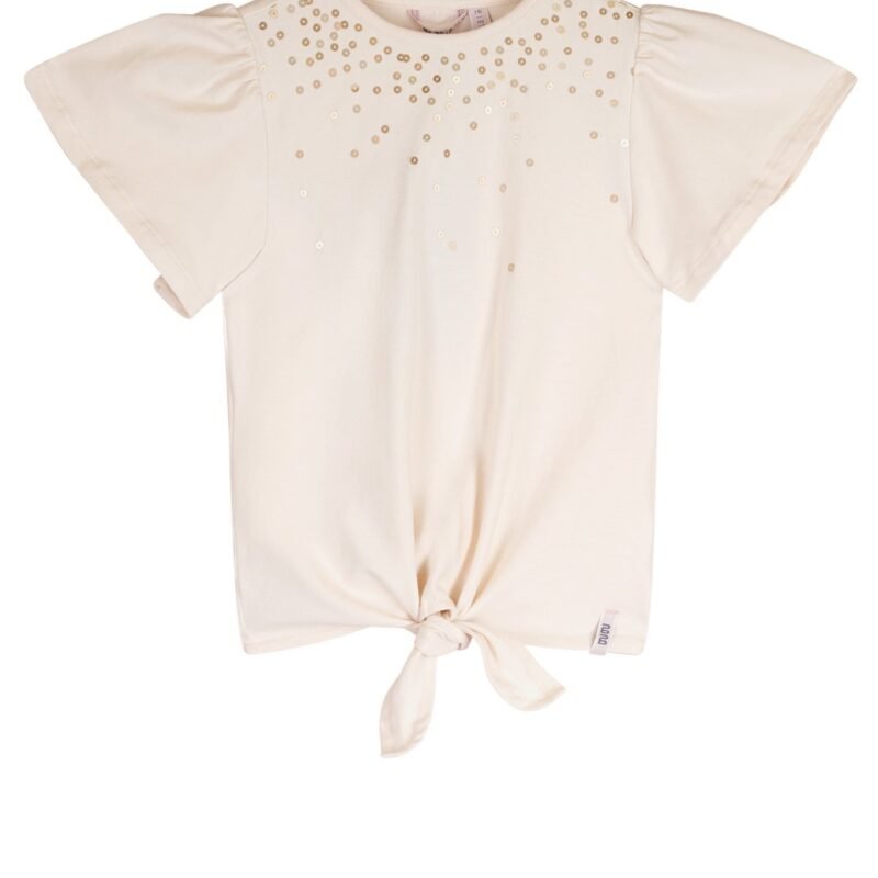 NoNo Zomer t-shirt meisjes Ivoor wit - gebreid - strass steentjes - Kate NoNo Zomer t-shirt meisjes Ivoor wit - gebreid - strass steentjes - KateMateriaal 95% katoen