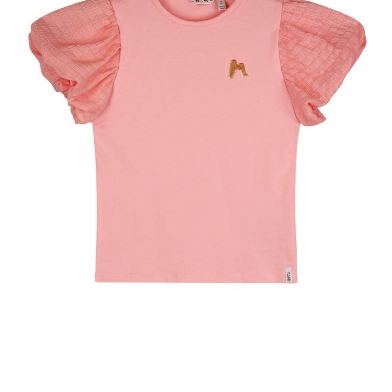 NoNo Zomer t-shirt meisjes Roze - voile ballon korte mouw - Kaya NoNo Zomer t-shirt meisjes Roze - voile ballon korte mouw - KayaMateriaal 95% katoen