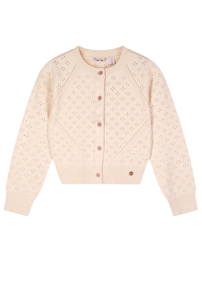 NoNo Zomer vest meisjes Ivoor wit - ajour gebreid - Alia NoNo Zomer vest meisjes Ivoor wit - ajour gebreid - AliaMateriaal 52% acryl
