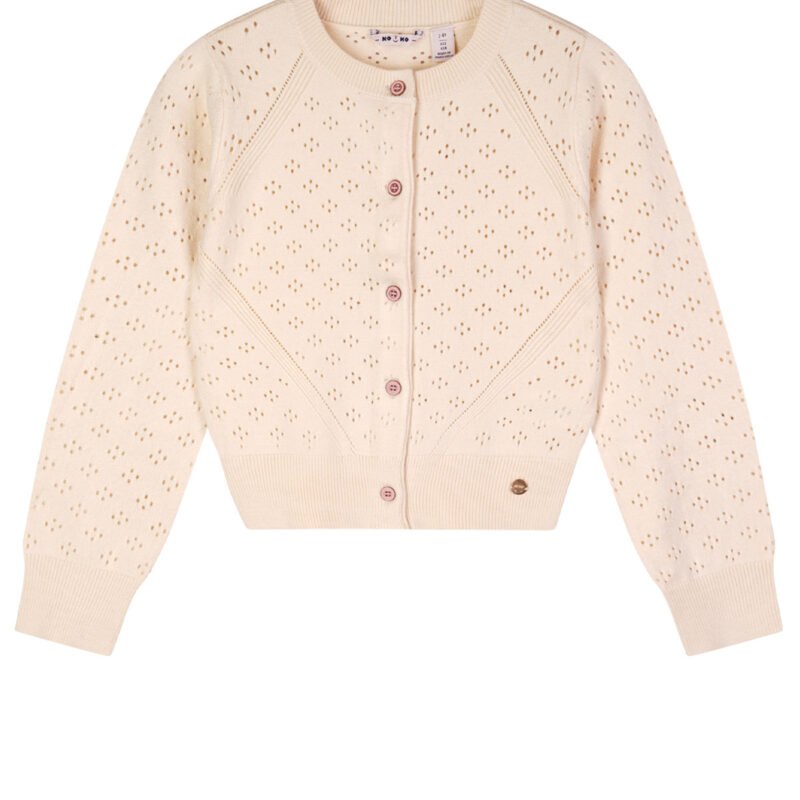 NoNo Zomer vest meisjes Ivoor wit - ajour gebreid - Alia NoNo Zomer vest meisjes Ivoor wit - ajour gebreid - AliaMateriaal 52% acryl