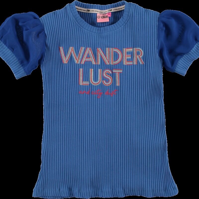 O'Chill Meisjes shirt - Jolien - Blauw Jolien - Maat 104/110 - O'Chill - Meisjes shirt - Jolien - Blauw