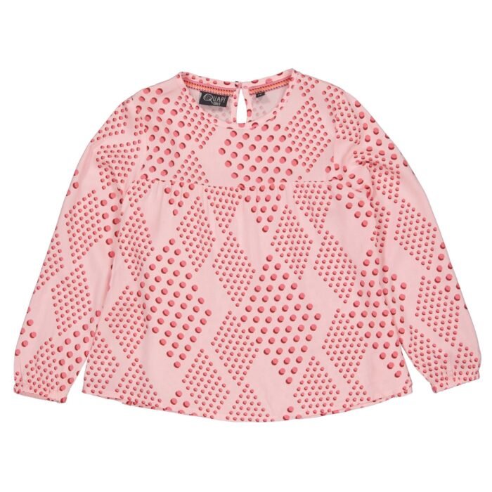 Quapi Meisjes blouse - Mare - AOP roze koraal stippen Quapi Meisjes blouse - Mare - AOP roze koraal stippen