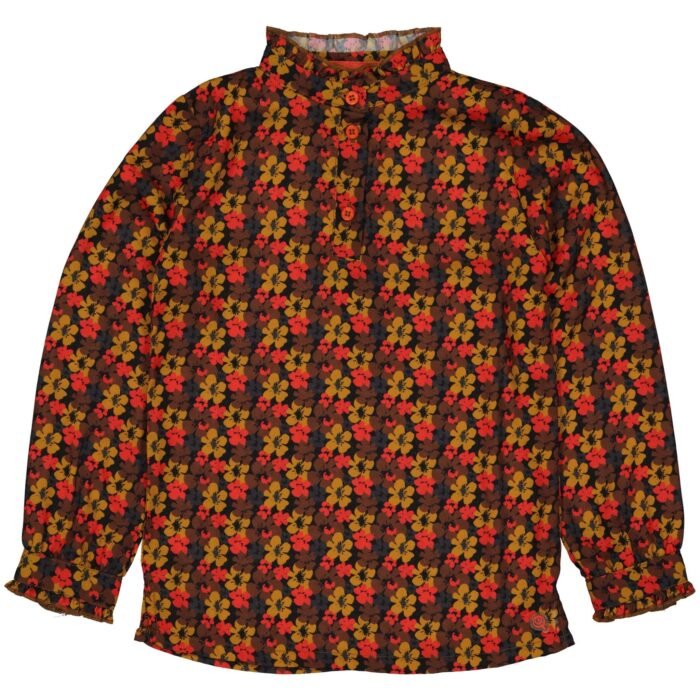 Quapi Meisjes blouse - Rene - AOP zwart bloemen Quapi Meisjes blouse - Rene - AOP zwart bloemen100% Polyester