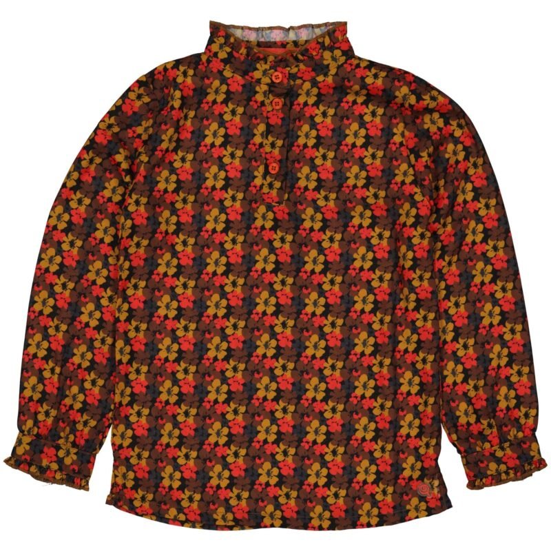 Quapi Meisjes blouse - Rene - AOP zwart bloemen Quapi Meisjes blouse - Rene - AOP zwart bloemen100% Polyester