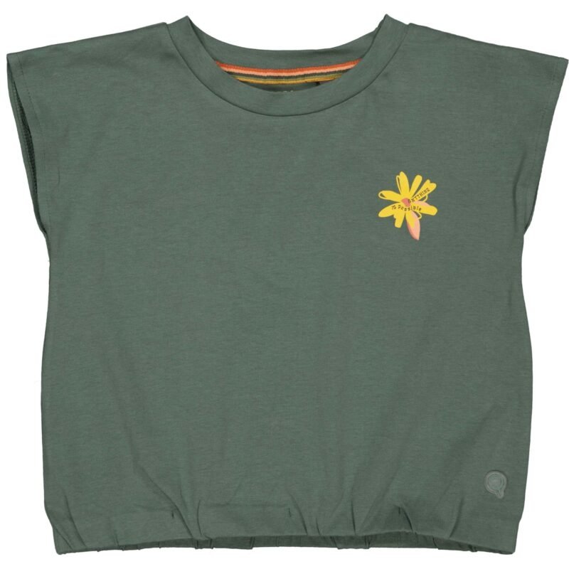 Quapi Meisjes crop top - Beertje - Donker groen Quapi Meisjes crop top - Beertje - Donker groenMateriaal 95% Cotton 5% Elastan