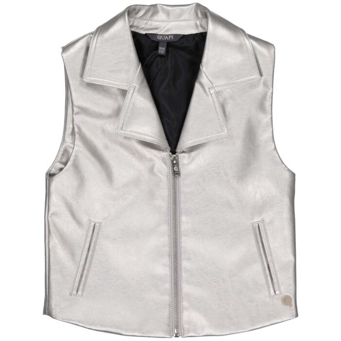 Quapi Meisjes gilet - Djezz - Zilver Quapi Meisjes gilet - Djezz - ZilverMateriaal Shell 100% PU / Lining:100% Polyester