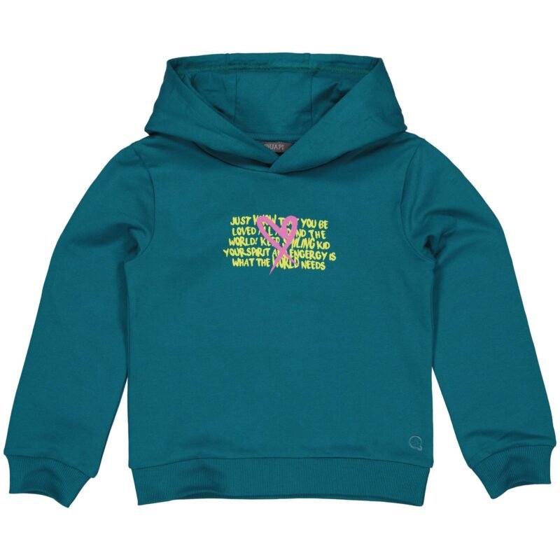 Quapi Meisjes hoodie - Dita - Donker petrol Quapi Meisjes hoodie - Dita - Donker petrolMateriaal 95% Cotton 5% Elastan