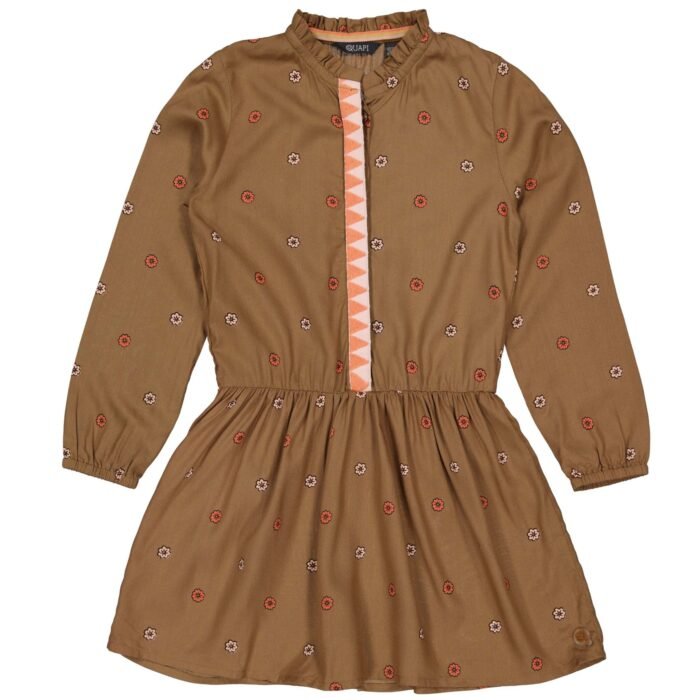 Quapi Meisjes jurk - Adora - AOP bloemen amandel bruin Quapi Meisjes jurk - Adora - AOP bloemen amandel bruinMateriaal - 100% Viscose