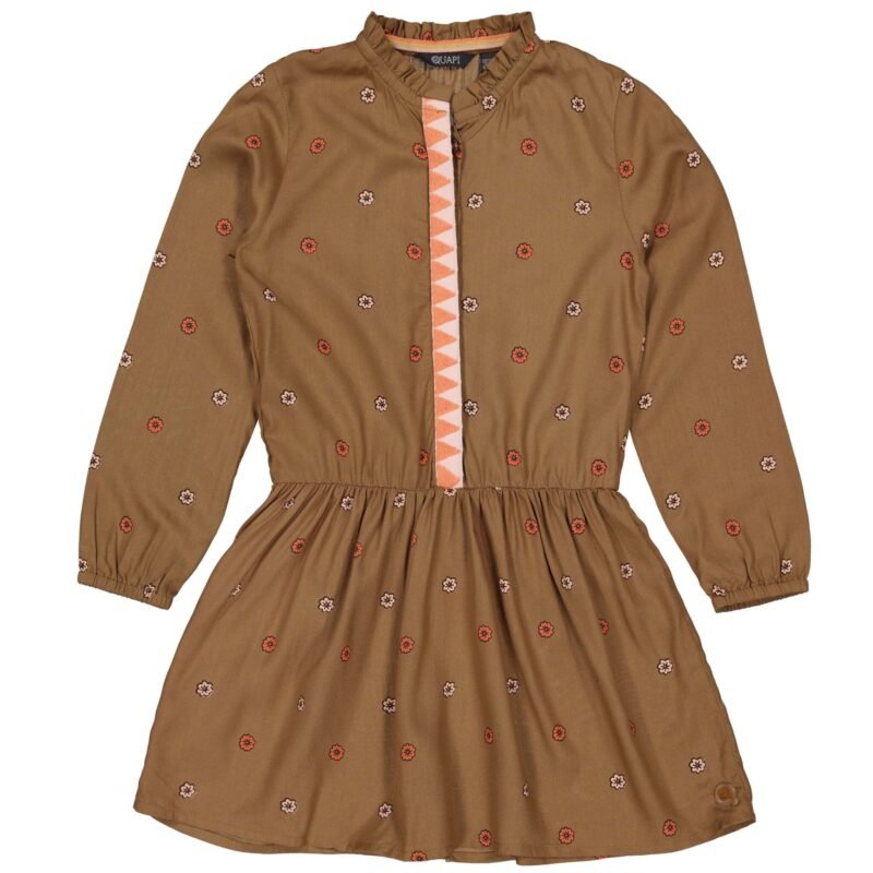 Quapi Meisjes jurk - Adora - AOP bloemen amandel bruin Quapi Meisjes jurk - Adora - AOP bloemen amandel bruinMateriaal - 100% Viscose