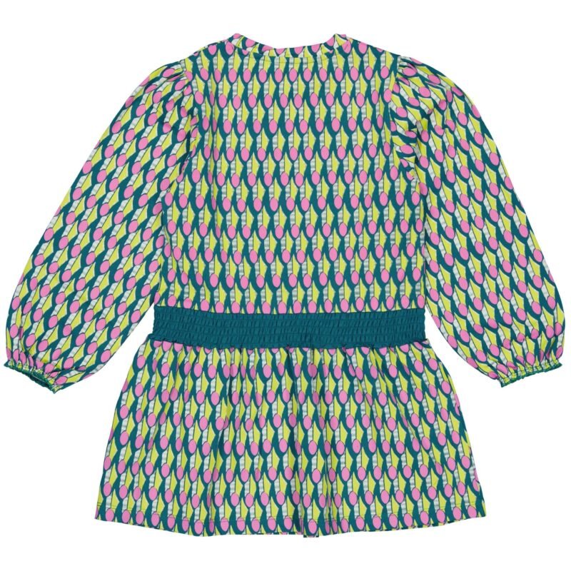 Quapi Meisjes jurk - Dagmar - AOP Blauw grafisch Quapi Meisjes jurk - Dagmar - AOP Blauw grafischMateriaal 95% Cotton 5% Elastan