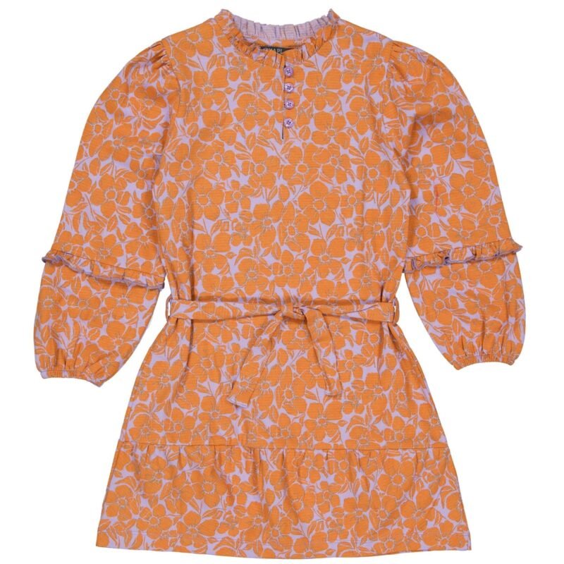 Quapi Meisjes jurk - Davide - AOP Oranje bloemen Quapi Meisjes jurk - Davide - AOP Oranje bloemenMateriaal 95% Cotton 5% Elastan