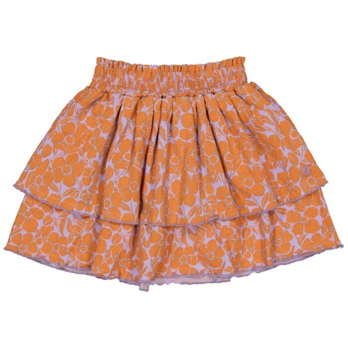 Quapi Meisjes rok - Donna - AOP Oranje bloemen Quapi Meisjes rok - Donna - AOP Oranje bloemenMateriaal 95% Cotton 5% Elastan
