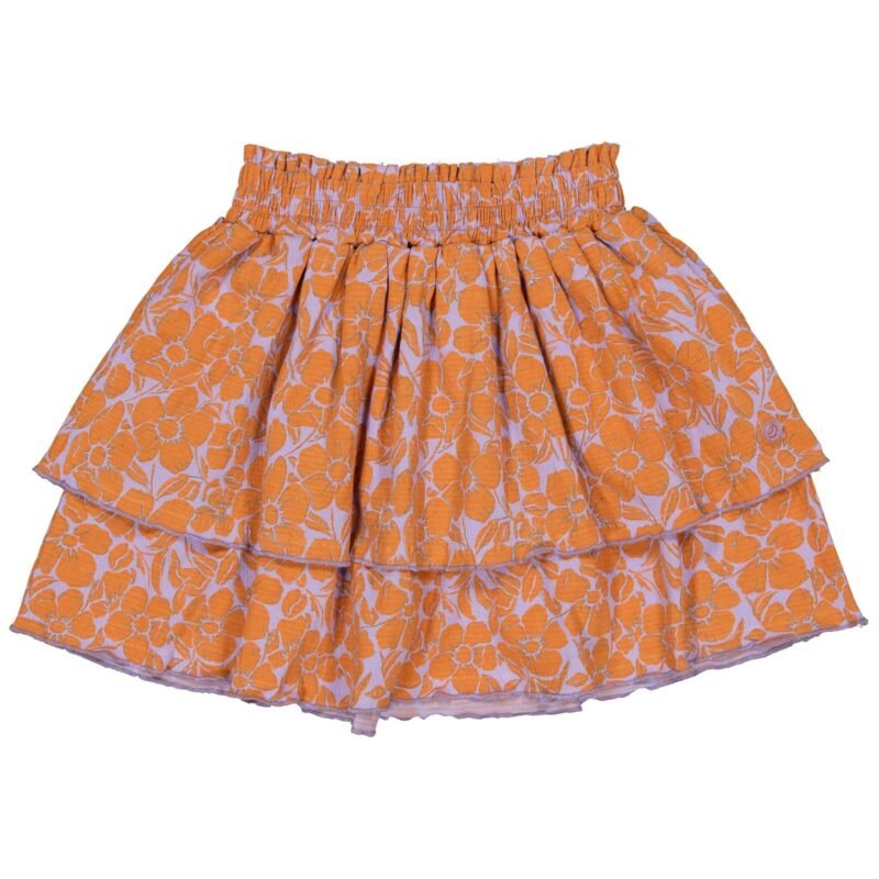 Quapi Meisjes rok - Donna - AOP Oranje bloemen Quapi Meisjes rok - Donna - AOP Oranje bloemenMateriaal 95% Cotton 5% Elastan