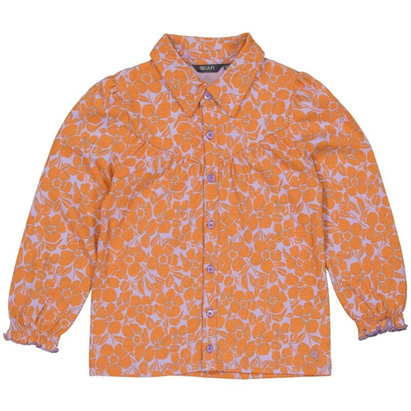Quapi Meisjes shirt - Diewke - AOP Oranje bloemen Quapi Meisjes shirt - Diewke - AOP Oranje bloemenMateriaal 95% Cotton 5% Elastan