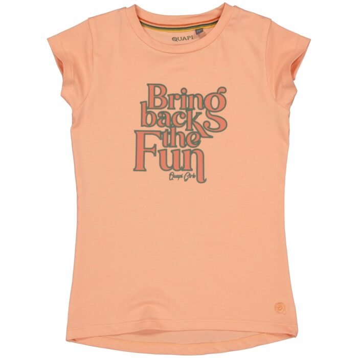 Quapi Meisjes t-shirt - Beatrix - Zalm Quapi Meisjes t-shirt - Beatrix - ZalmMateriaal 95% Cotton 5% Elastan