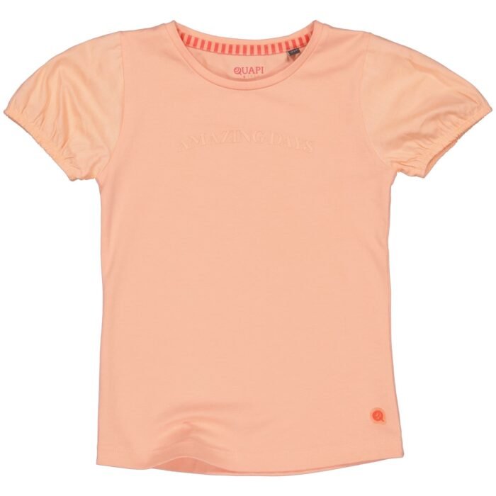 Quapi Meisjes t-shirt - Teddi - Perzik Quapi Meisjes t-shirt - Teddi - Perzik94%katoen/6% elastaan