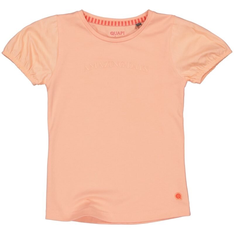 Quapi Meisjes t-shirt - Teddi - Perzik Quapi Meisjes t-shirt - Teddi - Perzik94%katoen/6% elastaan