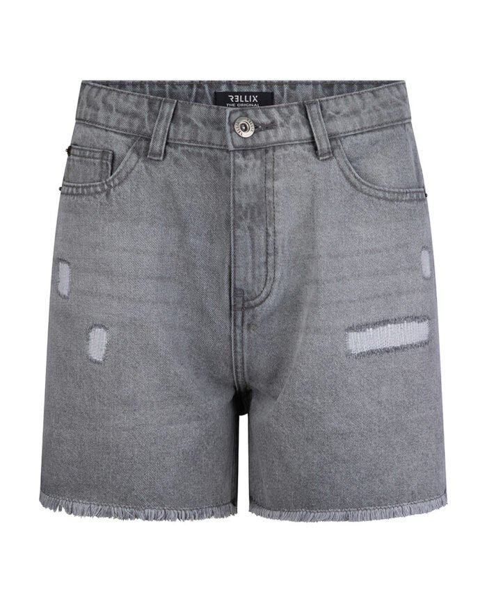 Rellix Meisjes jeans short - high waist - Used grijs denim Rellix Meisjes jeans short - high waist - Used grijs denim