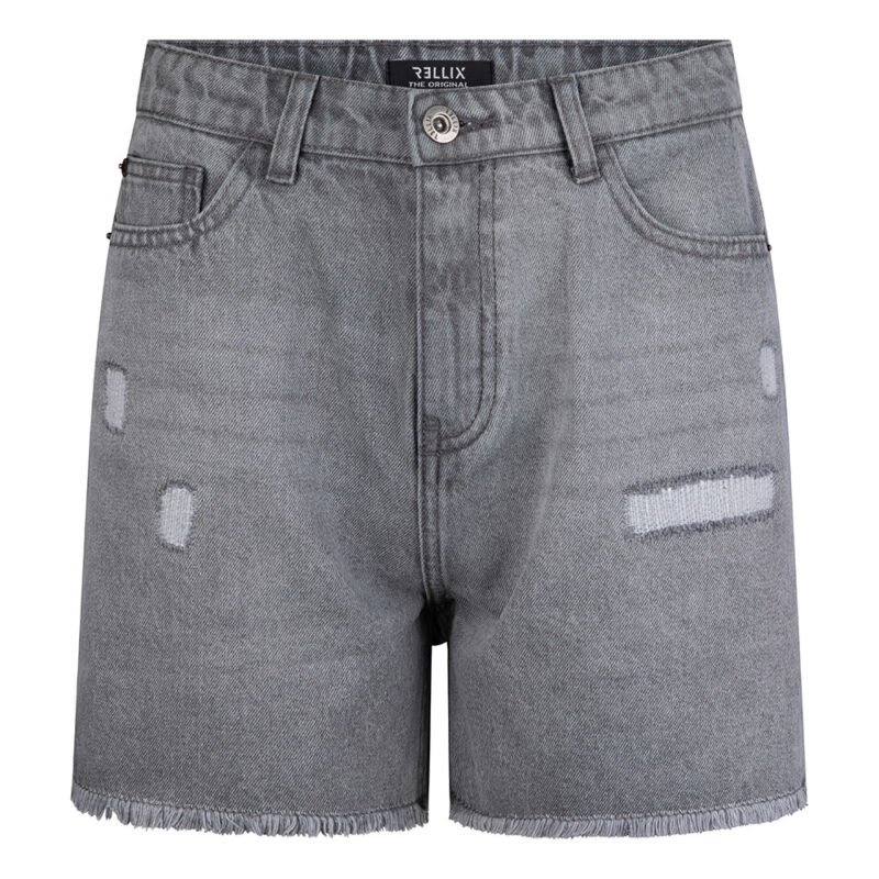Rellix Meisjes jeans short - high waist - Used grijs denim Rellix Meisjes jeans short - high waist - Used grijs denim