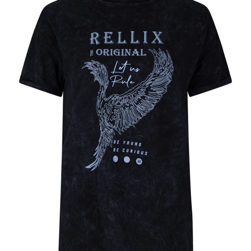 Rellix Meisjes t-shirt vogel - Zwart Rellix Meisjes t-shirt vogel - Zwart