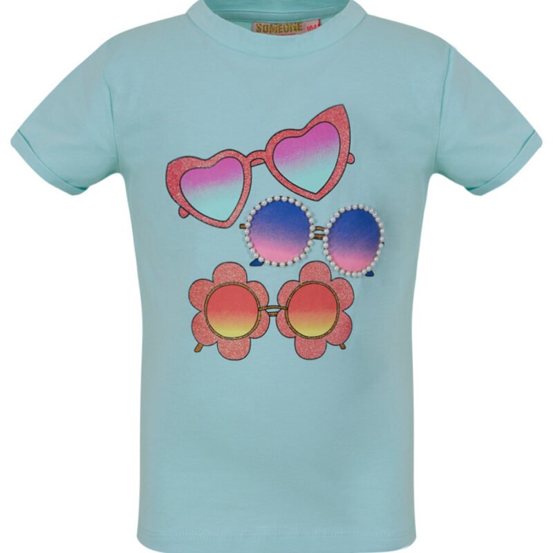 Someone Meisjes t-shirt - Leonie-SG-02-A - Licht aqua blauw Someone Meisjes t-shirt - Leonie-SG-02-A - Licht aqua blauwMateriaal 95%Com Cott