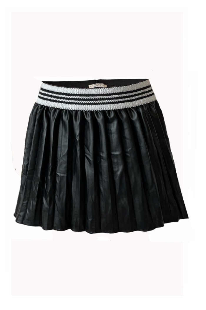 TOPitm Meisjes rok - Misty - Zwart nepleer plisee TOPitm Meisjes rok - Misty - Zwart nepleer plisee 100% PU
