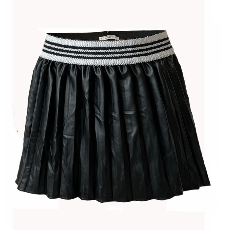 TOPitm Meisjes rok - Misty - Zwart nepleer plisee TOPitm Meisjes rok - Misty - Zwart nepleer plisee 100% PU
