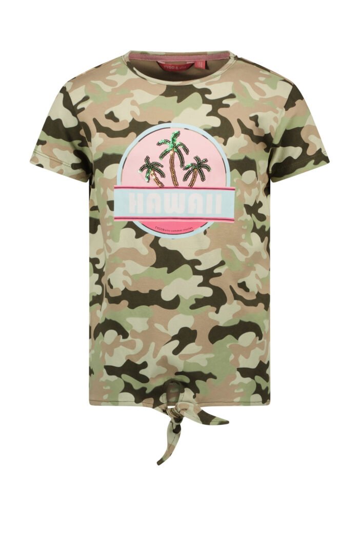 Tygo & Vito Meisjes t-shirt AOP hawaii - Army Tygo & Vito Meisjes t-shirt AOP hawaii - ArmySJ 160gsm 95% CMIA cotton