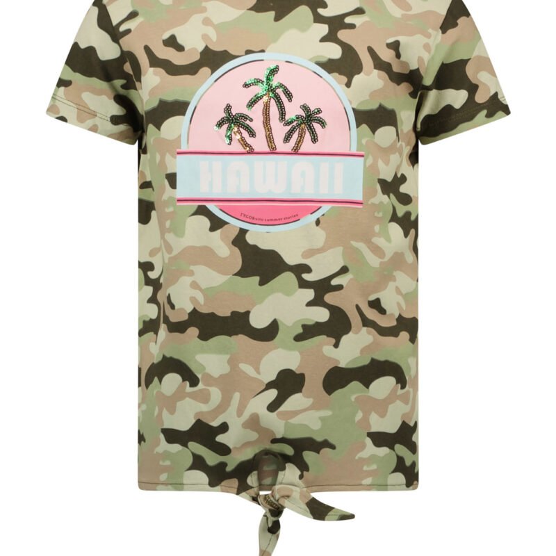 Tygo & Vito Meisjes t-shirt AOP hawaii - Army Tygo & Vito Meisjes t-shirt AOP hawaii - ArmySJ 160gsm 95% CMIA cotton