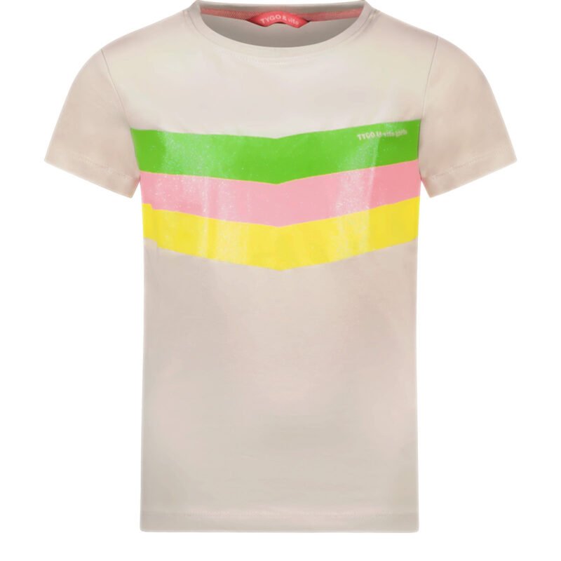 Tygo & Vito Meisjes t-shirt - Niqe - Licht steen TYGO&vito Meisjes t-shirt - Niqe - Licht steenMateriaal 95% CMIA