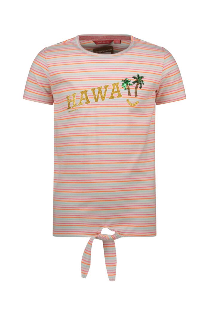 Tygo & Vito Meisjes t-shirt gestreept hawaii - Sugar Plum Tygo & Vito Meisjes t-shirt gestreept hawaii - Sugar PlumSJ 160gsm 95% CMIA cotton