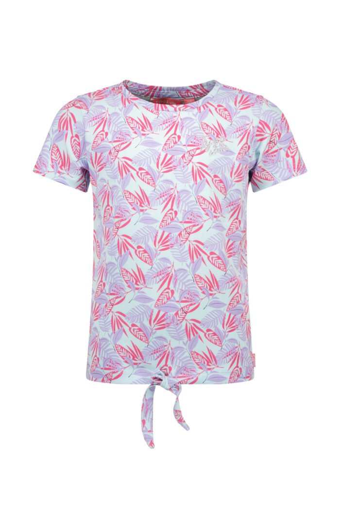 Tygo & Vito Meisjes t-shirt met knoop AOP - Mint blauw Tygo & Vito Meisjes t-shirt met knoop AOP - Mint blauw95% SCO 5% EA combed sj 160 gsm