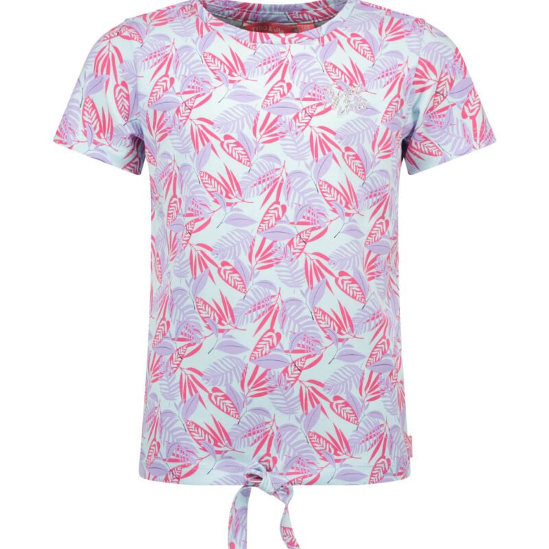 Tygo & Vito Meisjes t-shirt met knoop AOP - Mint blauw Tygo & Vito Meisjes t-shirt met knoop AOP - Mint blauw95% SCO 5% EA combed sj 160 gsm